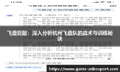 飞盘巨献：深入分析杭州飞盘队的战术与训练秘诀